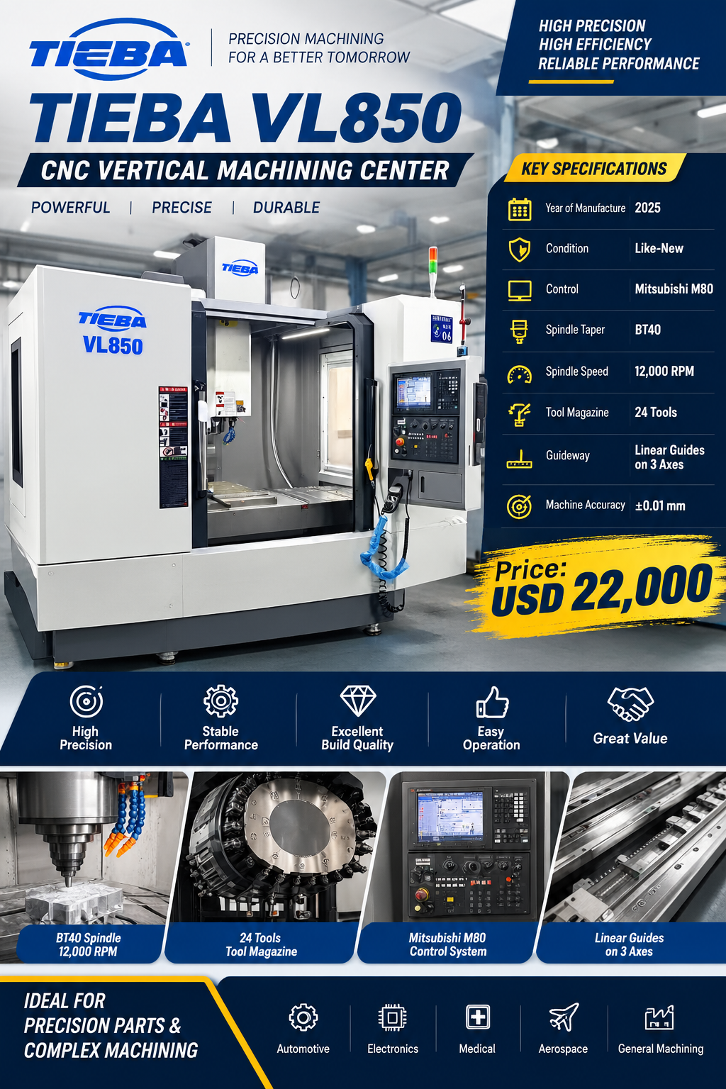 TIEBA VL850 supplied product sheet