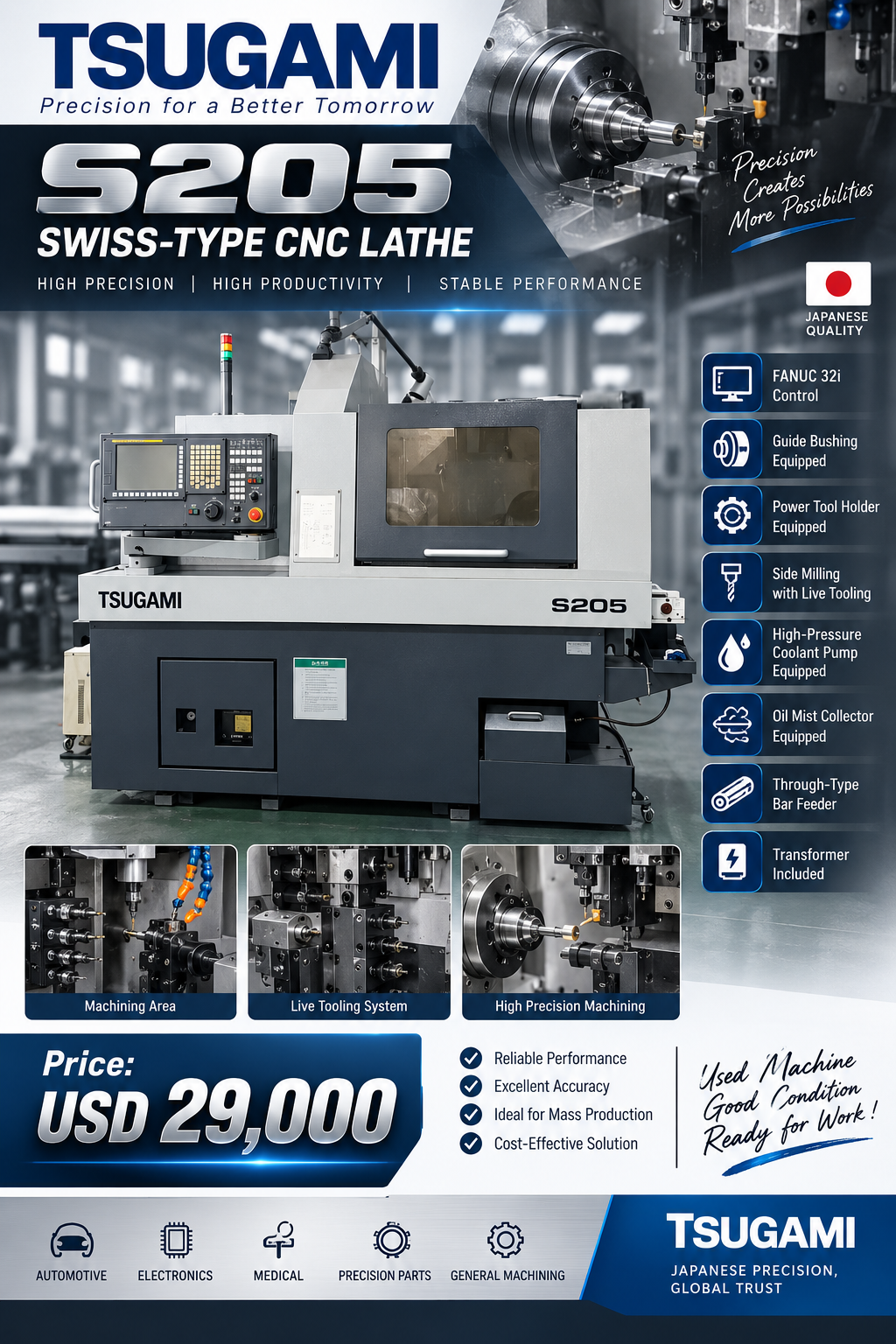 TSUGAMI S205 supplied product sheet