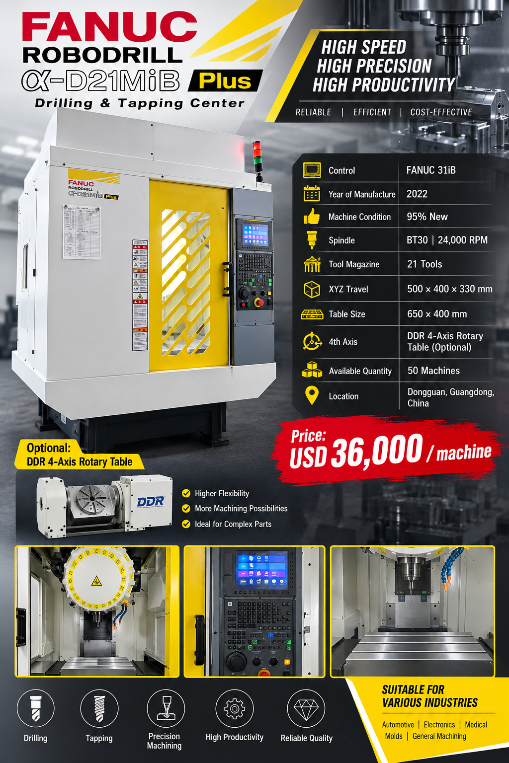FANUC ROBODRILL α-D21MiB Plus supplied product sheet